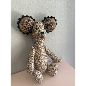 Kika Vargas Floral Print Scallop Trim Stuffed Teddy Bear Rare/Discontinued